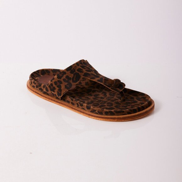 FREE PEOPLE Mika Footbed Sandals / Chestnut Leopard Suede - Picture 6 of 13
